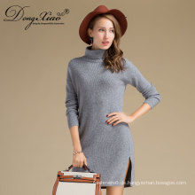 2017New Design Oem Service Herbst Mode Warme Wolle Highneck Grau Frauen Kaschmirpullover